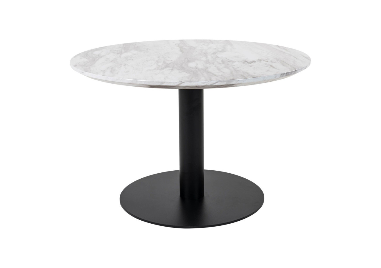 Table Basse BOLZANO - Plateau effet marbre et base noire 70 x 45 cm - 2101163 - House Nordic