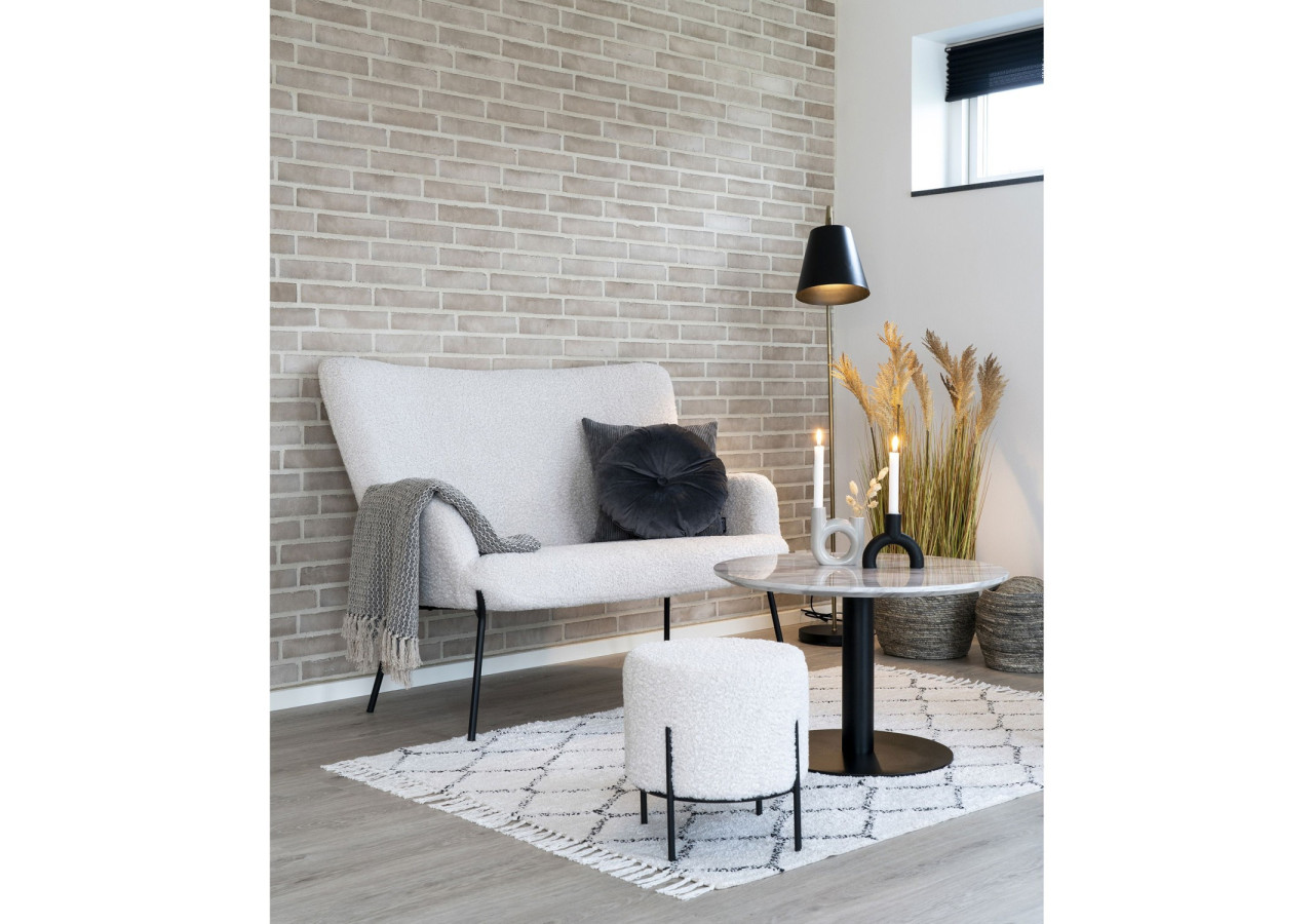 Table Basse BOLZANO - Plateau effet marbre et base noire 70 x 45 cm - 2101163 - House Nordic