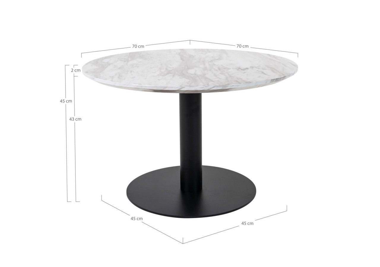 Table Basse BOLZANO - Plateau effet marbre et base noire 70 x 45 cm - 2101163 - House Nordic