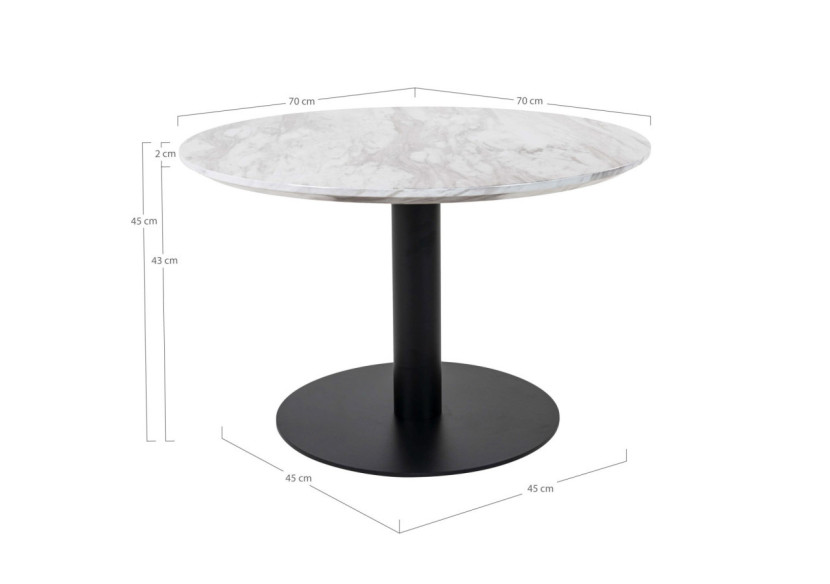 Table Basse BOLZANO - Plateau effet marbre et base noire 70 x 45 cm - 2101163 - House Nordic