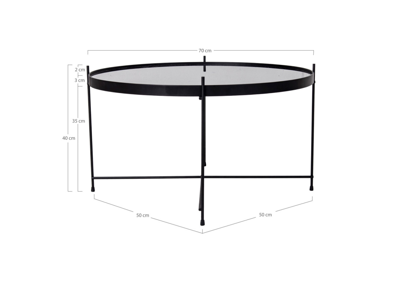 Table Basse VENEZIA - Acier noir avec verre 70 x 40 cm - 2101200 - House Nordic