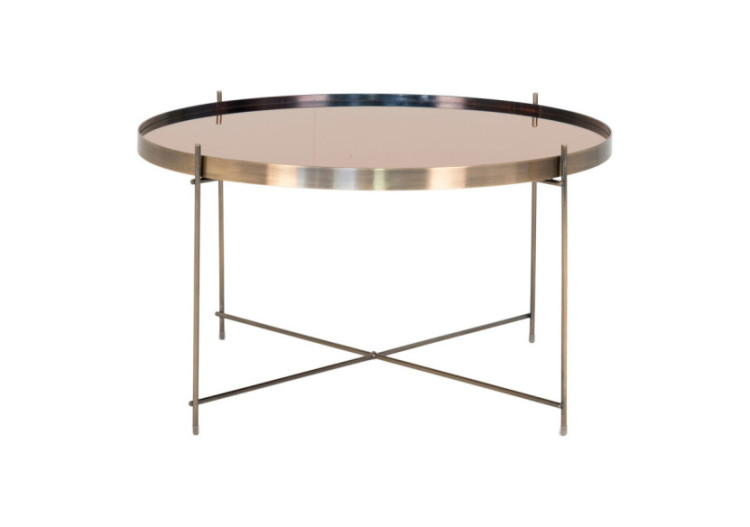 Table Basse VENEZIA - Acier couleur laiton avec verre 70 x 40 cm - 2101201 - House Nordic