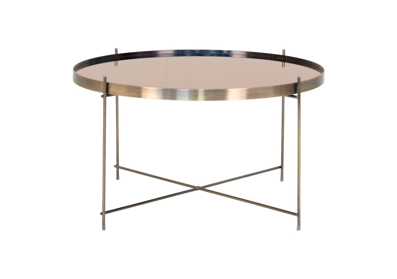 Table Basse VENEZIA - Acier couleur laiton avec verre 70 x 40 cm - 2101201 - House Nordic