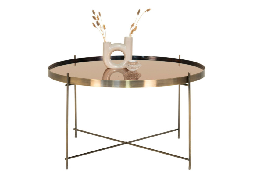 Table Basse VENEZIA - Acier couleur laiton avec verre 70 x 40 cm - 2101201 - House Nordic Table Basse VENEZIA - Acier couleur laiton avec verre 70 x 40 cm - 2101201 - House Nordic