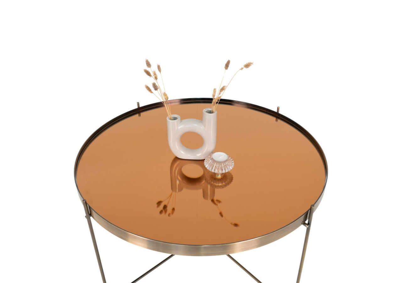 Table Basse VENEZIA - Acier couleur laiton avec verre 70 x 40 cm - 2101201 - House Nordic