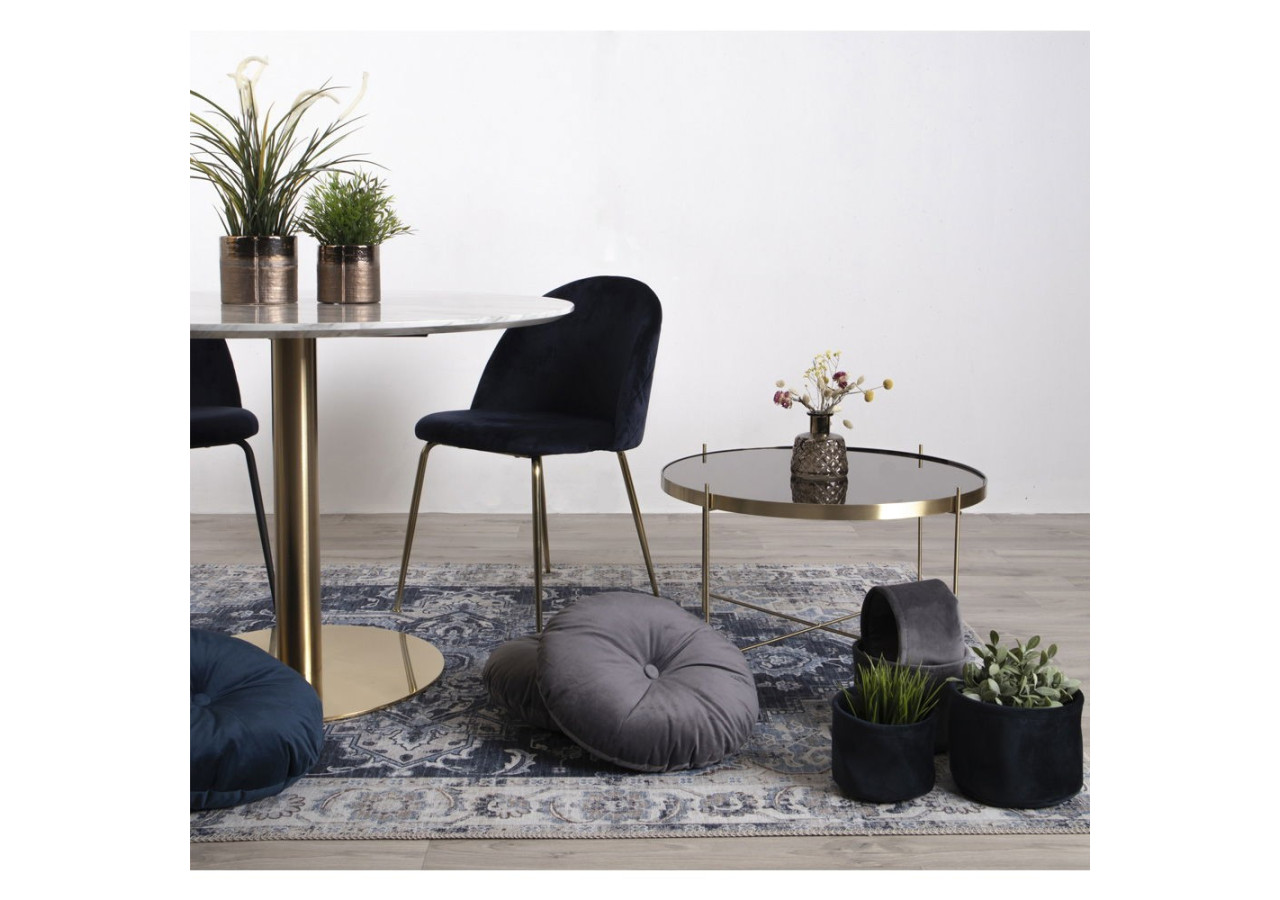 Table Basse VENEZIA - Acier couleur laiton avec verre 70 x 40 cm - 2101201 - House Nordic