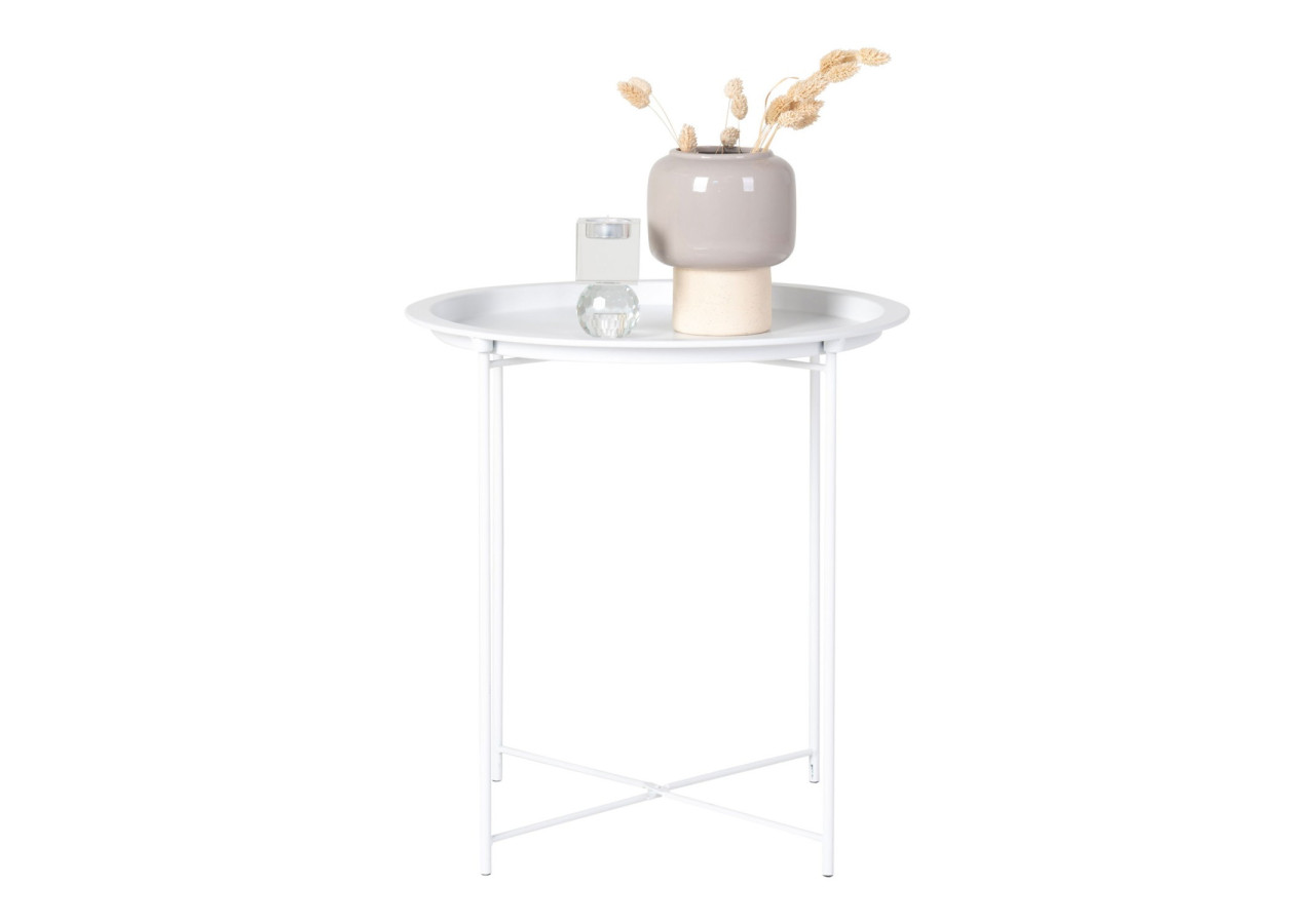 Table d'Appoint BASTIA - Acier blanc 47 x 50 cm - 2101360 - House Nordic