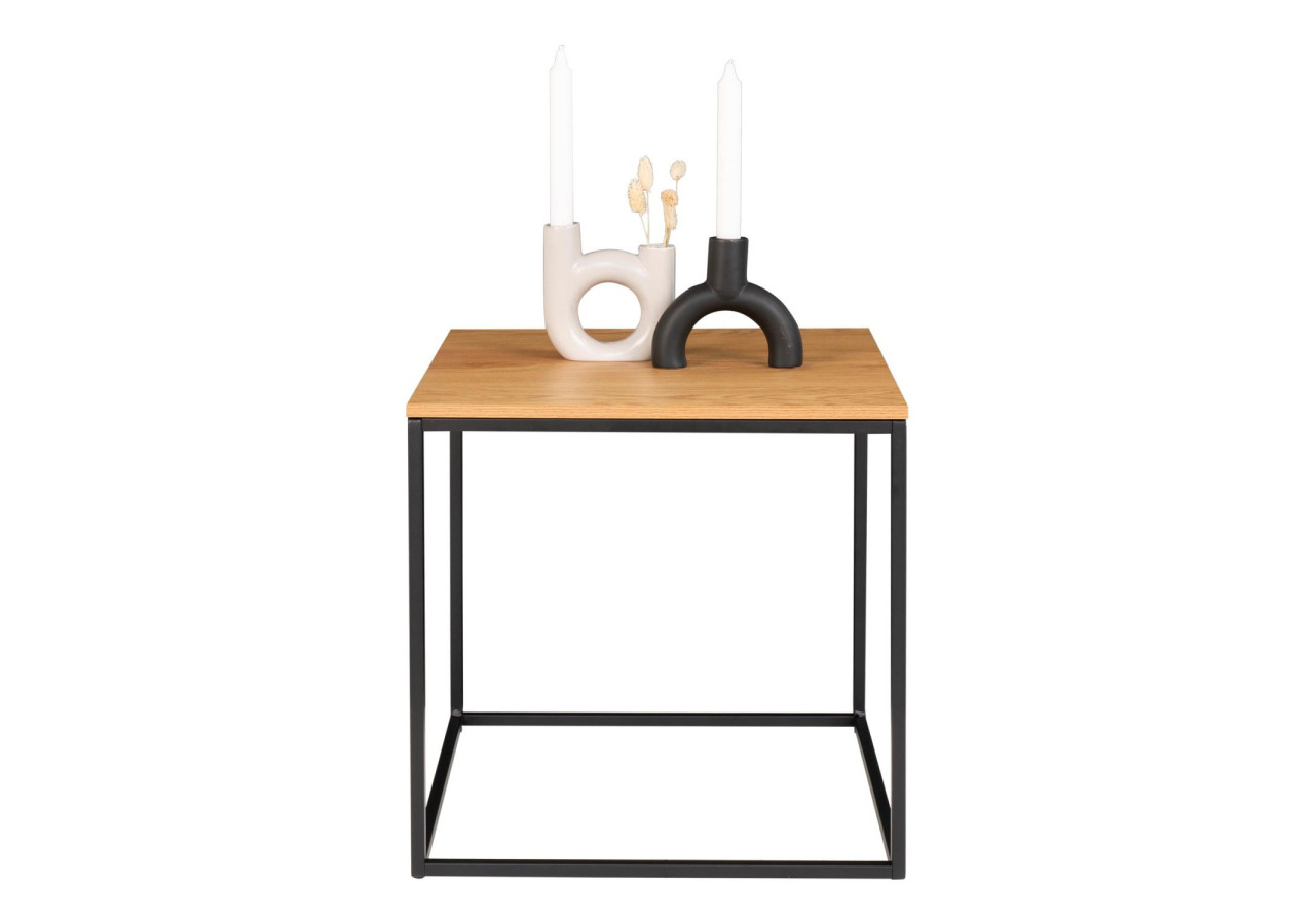 Table d'Appoint VITA - Cadre noir avec plateau effet chêne 45 x 45 x 45 cm - 2101405 - House Nordic