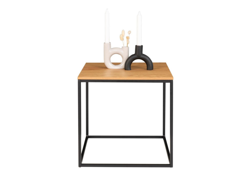 Table d'Appoint VITA - Cadre noir avec plateau effet chêne 45 x 45 x 45 cm - 2101405 - House Nordic