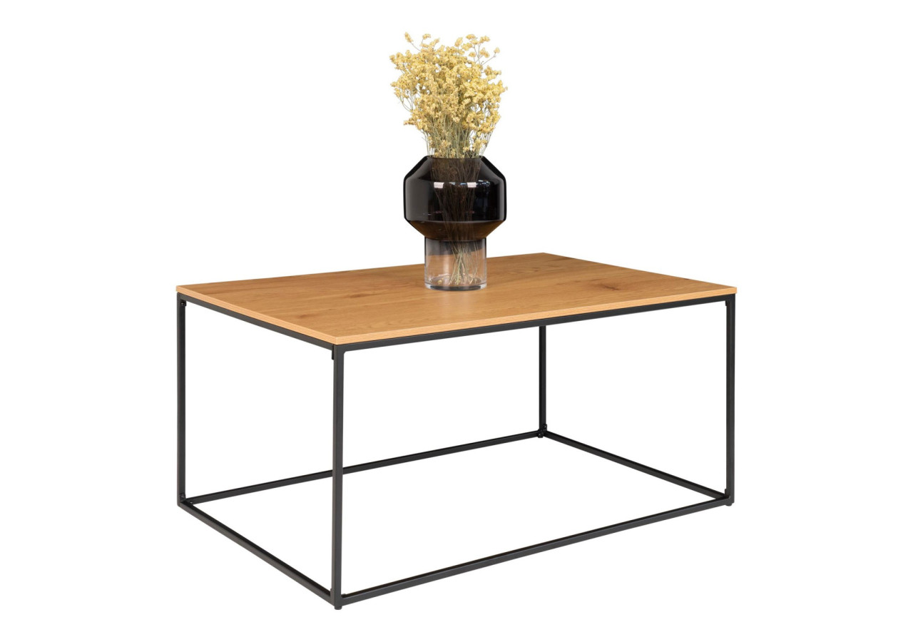 Table Basse VITA - Cadre noir avec plateau effet chêne 90 x 60 x 45 cm - 2101500 - House Nordic