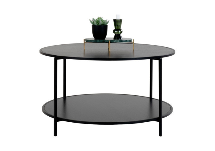 Table Basse VITA - Ronde avec cadre noir et plateau noir 80 x 45 cm - 2101510 - House Nordic