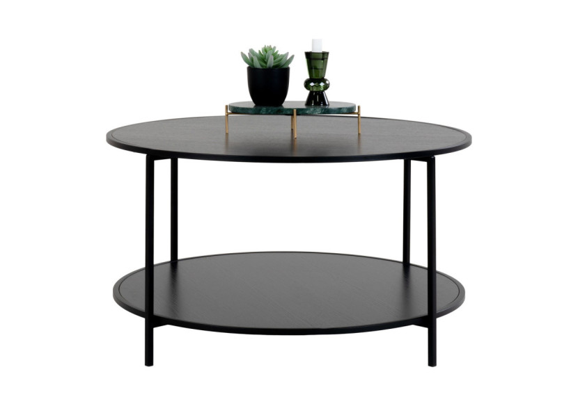 Table Basse VITA - Ronde avec cadre noir et plateau noir 80 x 45 cm - 2101510 - House Nordic