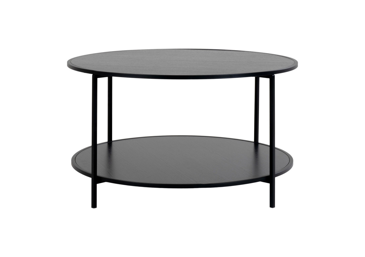Table Basse VITA - Ronde avec cadre noir et plateau noir 80 x 45 cm - 2101510 - House Nordic