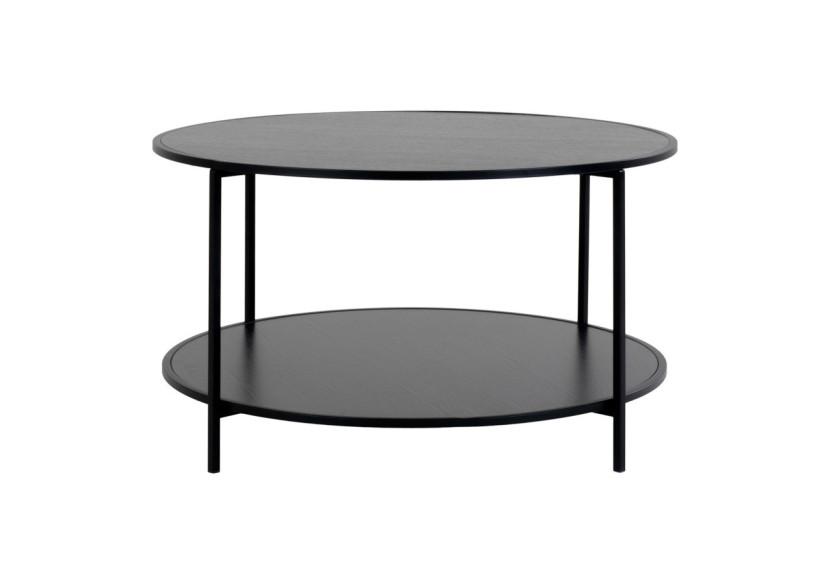 Table Basse VITA - Ronde avec cadre noir et plateau noir 80 x 45 cm - 2101510 - House Nordic