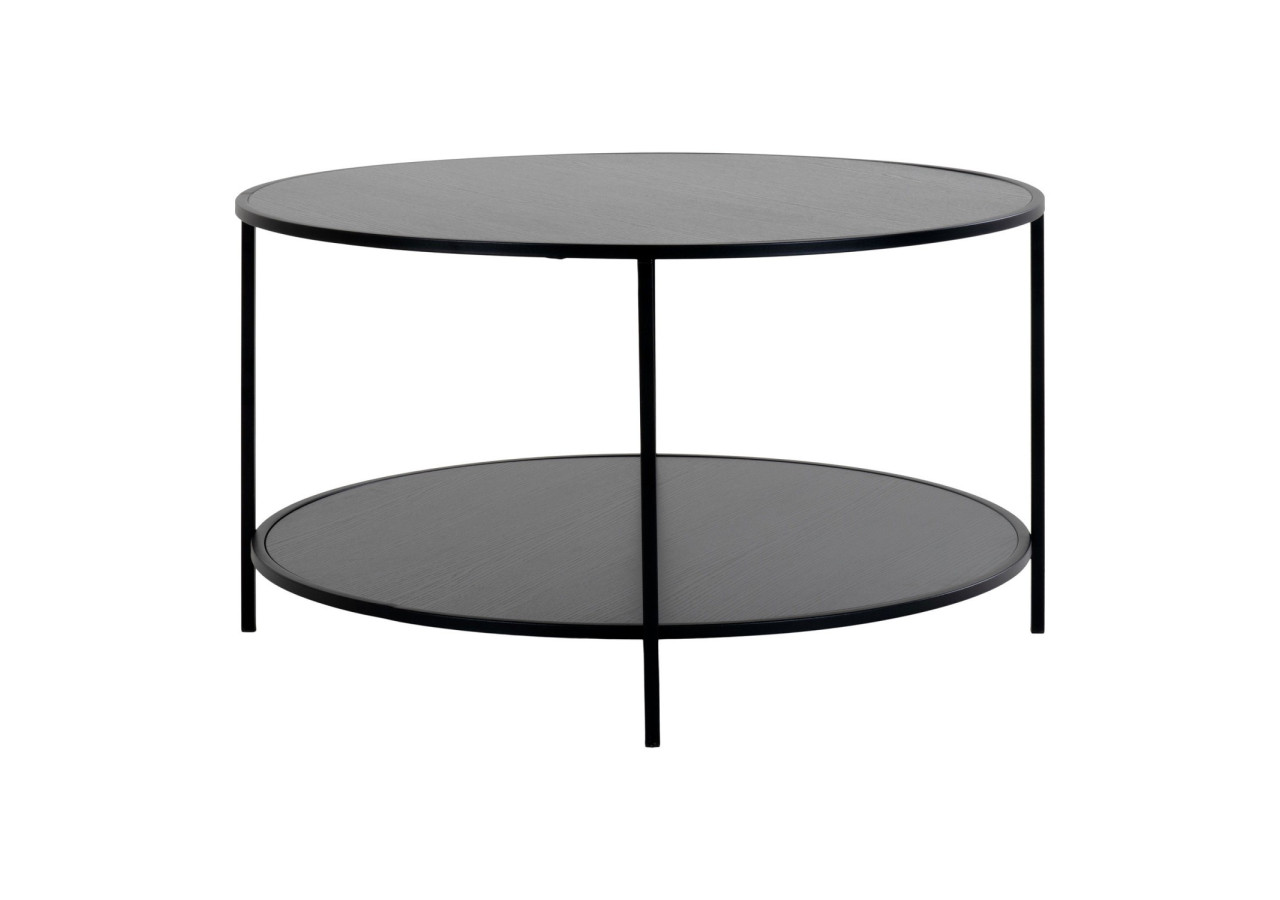 Table Basse VITA - Ronde avec cadre noir et plateau noir 80 x 45 cm - 2101510 - House Nordic