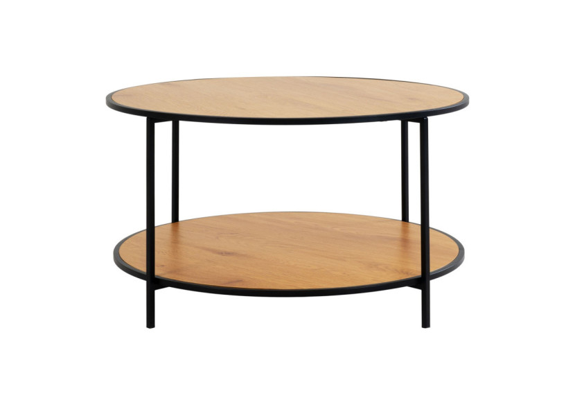 Table Basse VITA - Ronde avec cadre noir et plateau effet chêne 80 x 45 cm - 2101515 - House Nordic Table Basse VITA - Ronde avec cadre noir et plateau effet chêne 80 x 45 cm - 2101515 - House Nordic