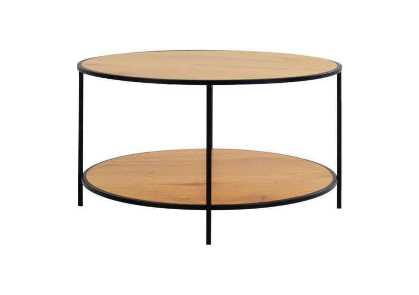 Table Basse VITA - Ronde avec cadre noir et plateau effet chêne 80 x 45 cm - 2101515 - House Nordic Table Basse VITA - Ronde avec cadre noir et plateau effet chêne 80 x 45 cm - 2101515 - House Nordic