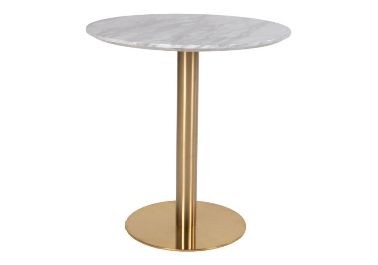 Table à Manger BOLZANO - Plateau effet marbre et pieds effet laiton 70 x 75 cm - 2201140 - House Nordic