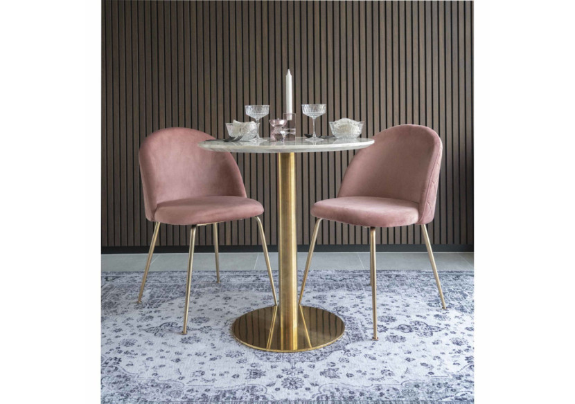 Table à Manger BOLZANO - Plateau effet marbre et pieds effet laiton 70 x 75 cm - 2201140 - House Nordic Table à Manger BOLZANO - Plateau effet marbre et pieds effet laiton 70 x 75 cm - 2201140 - House Nordic