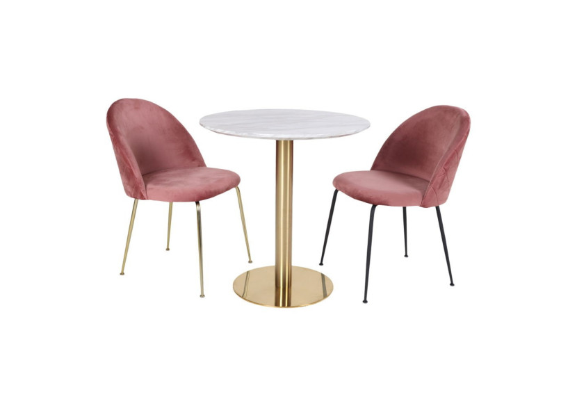 Table à Manger BOLZANO - Plateau effet marbre et pieds effet laiton 70 x 75 cm - 2201140 - House Nordic Table à Manger BOLZANO - Plateau effet marbre et pieds effet laiton 70 x 75 cm - 2201140 - House Nordic