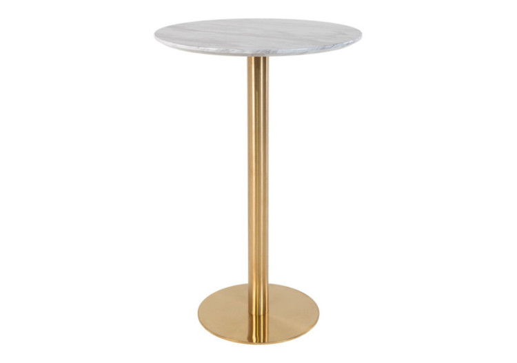 Table de Bar BOLZANO - Plateau effet marbre et base en laiton 70 x 105 cm - 2301000 - House Nordic