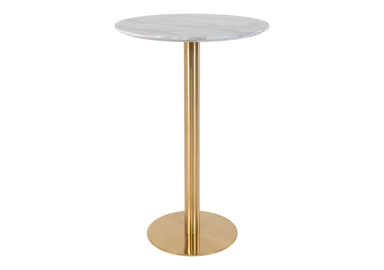 Table de Bar BOLZANO - Plateau effet marbre et base en laiton 70 x 105 cm - 2301000 - House Nordic