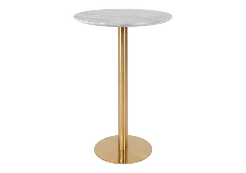 Table de Bar BOLZANO - Plateau effet marbre et base en laiton 70 x 105 cm - 2301000 - House Nordic