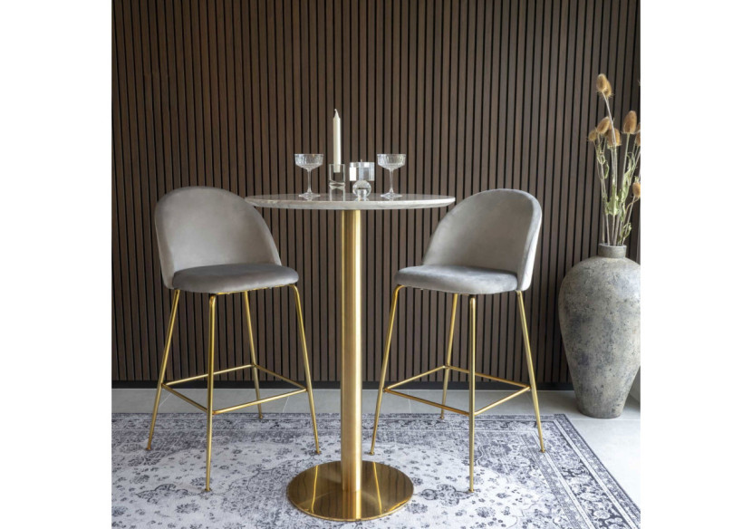 Table de Bar BOLZANO - Plateau effet marbre et base en laiton 70 x 105 cm - 2301000 - House Nordic