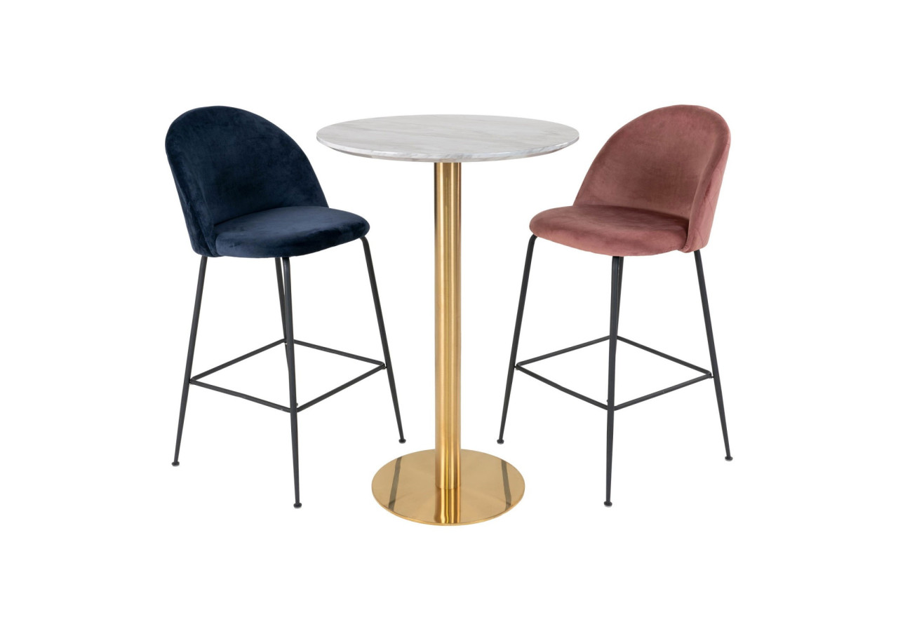 Table de Bar BOLZANO - Plateau effet marbre et base en laiton 70 x 105 cm - 2301000 - House Nordic