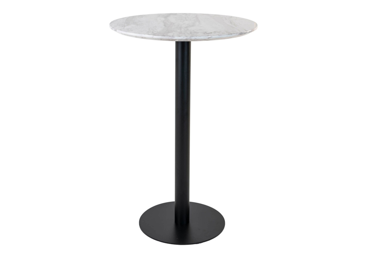 Table de Bar BOLZANO - Plateau effet marbre et base noire 70 x 105 cm - 2301003 - House Nordic