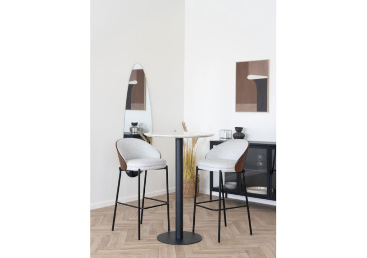 Table de Bar BOLZANO - Plateau effet marbre et base noire 70 x 105 cm - 2301003 - House Nordic 2
