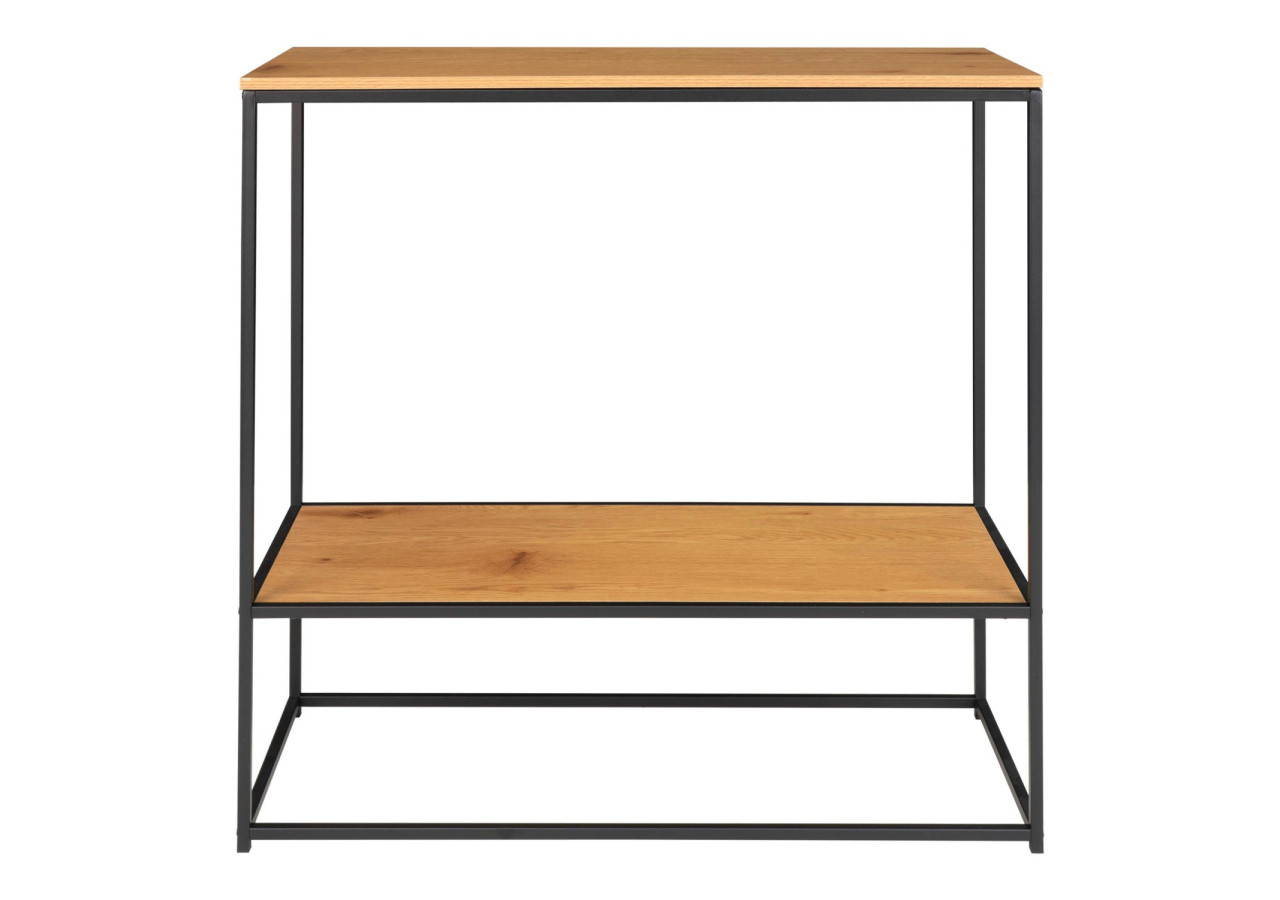 Table Console VITA - Cadre noir avec deux étagères effet chêne 80 x 36 x 80 cm - 2301075 - House Nordic