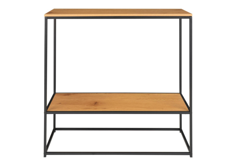 Table Console VITA - Cadre noir avec deux étagères effet chêne 80 x 36 x 80 cm - 2301075 - House Nordic