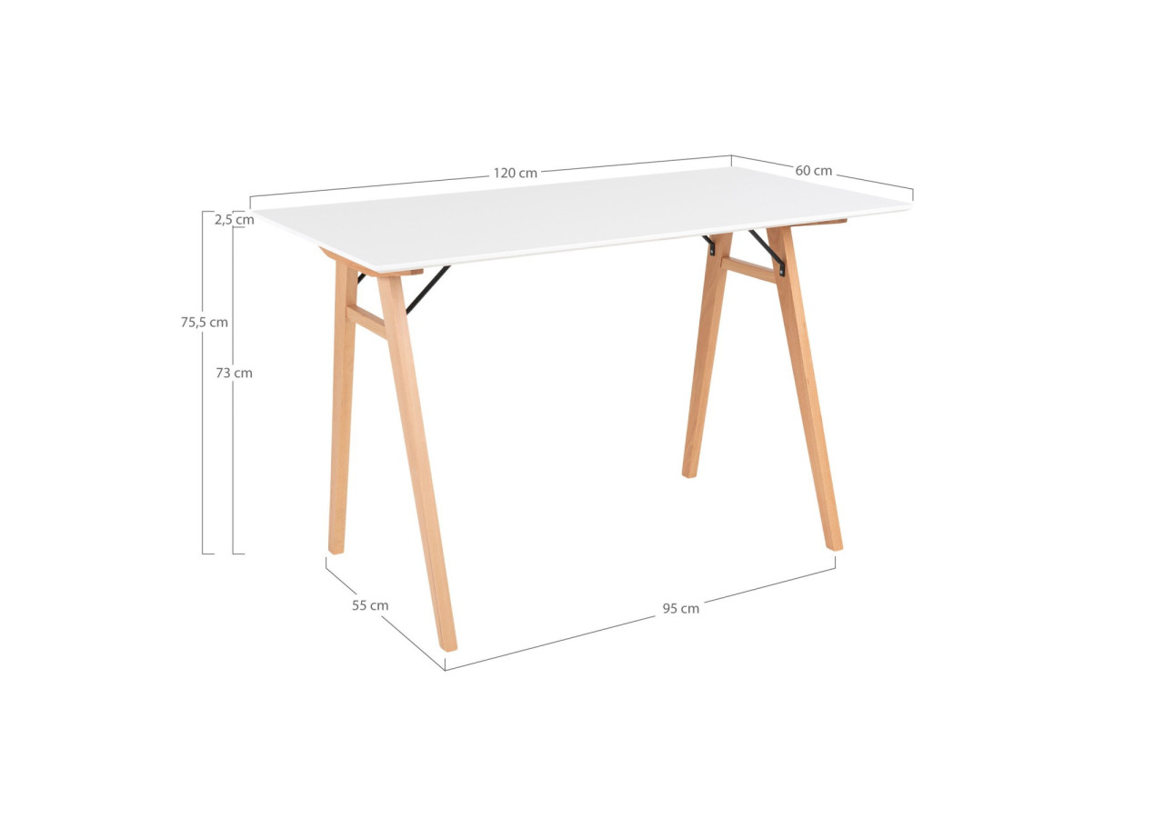 Bureau VOJENS - En blanc et naturel 120 x 60 x 75 cm - 2402020 - House Nordic