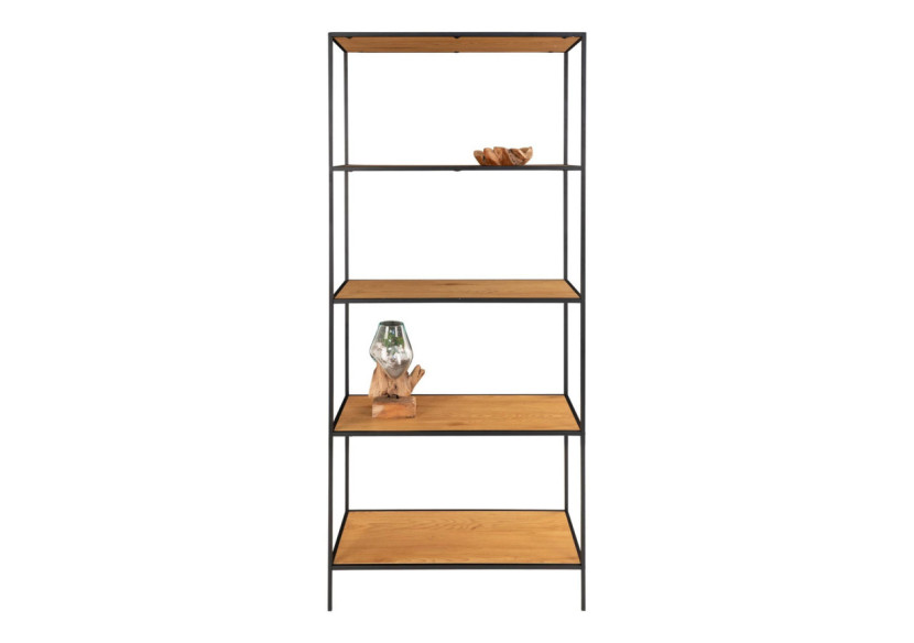 Étagère Vita - Cadre noir et cinq étagères aspect chêne 80 x 36 x 170 cm - 3001105 - House Nordic Étagère Vita - Cadre noir et cinq étagères aspect chêne 80 x 36 x 170 cm - 3001105 - House Nordic