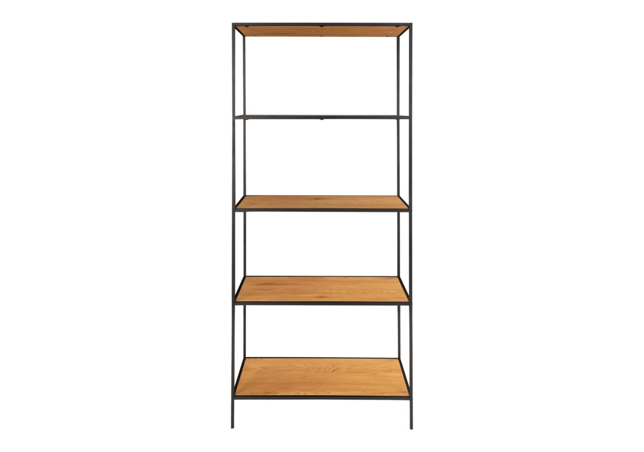 Étagère Vita - Cadre noir et cinq étagères aspect chêne 80 x 36 x 170 cm - 3001105 - House Nordic