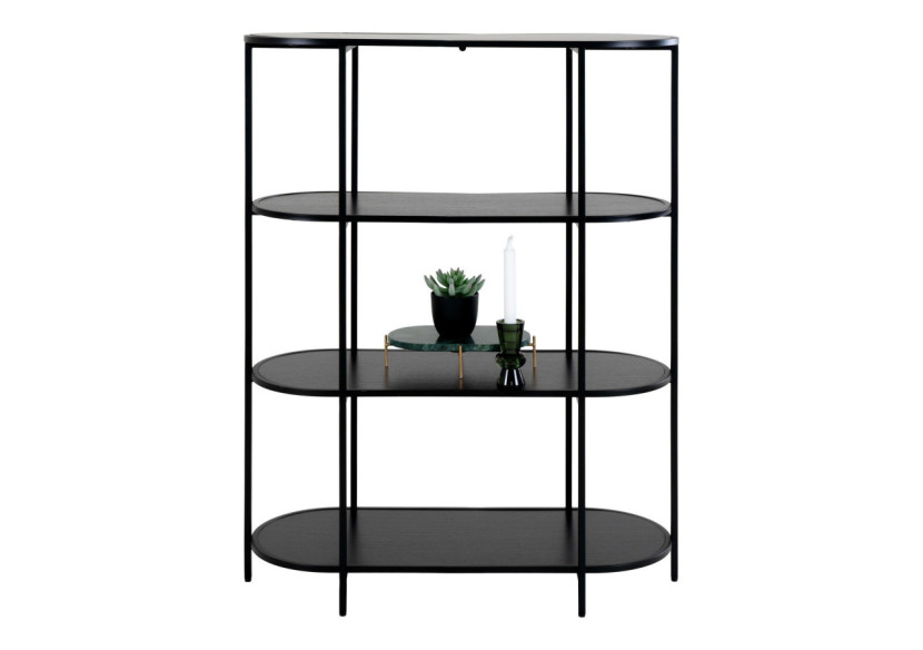 Étagère Vita - Étagère ovale avec cadre noir et quatre étagères noires - 3001150 - House Nordic