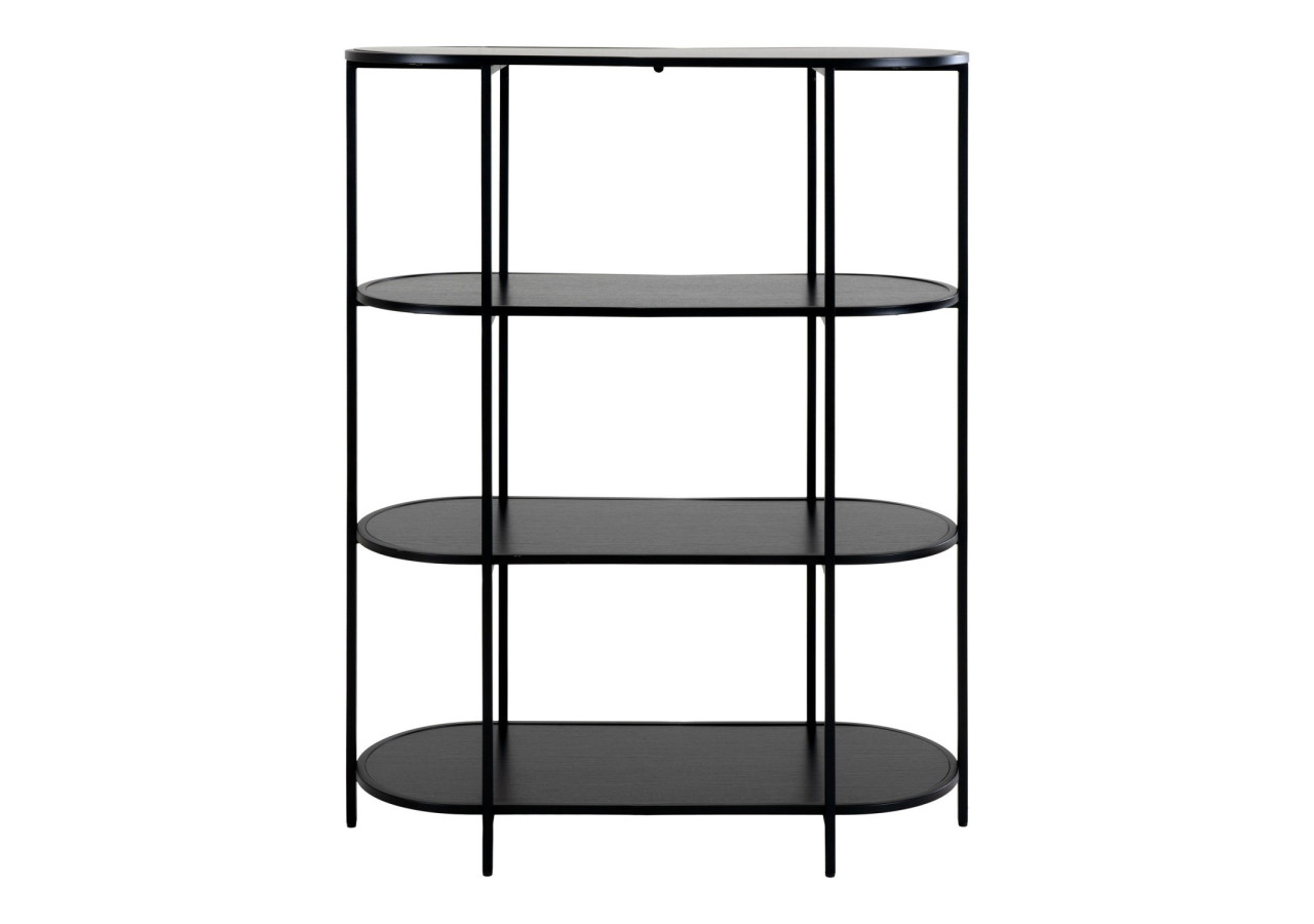 Étagère Vita - Étagère ovale avec cadre noir et quatre étagères noires - 3001150 - House Nordic