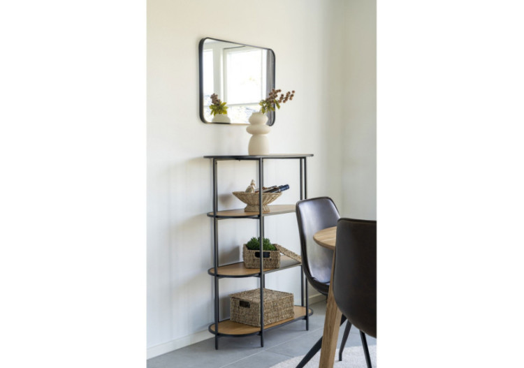Étagère Vita - Étagère ovale avec cadre noir et quatre étagères aspect chêne - 3001155 - House Nordic 2