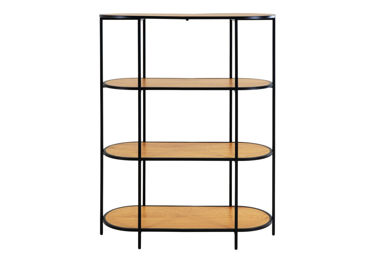 Étagère Vita - Étagère ovale avec cadre noir et quatre étagères aspect chêne - 3001155 - House Nordic