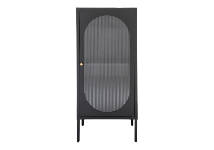 Vitrine ADELAIDE - Noir avec porte en verre ondulé 35 x 50 x 110 cm - 3001210 - House Nordic