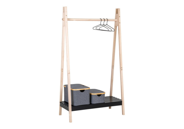 Portant TORINO - Bois naturel et noir - 3604051 - House Nordic