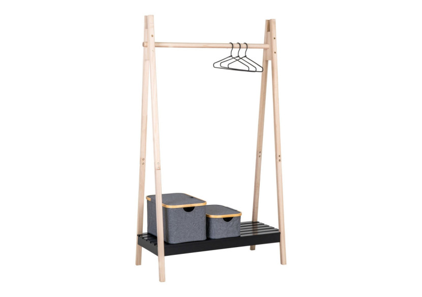 Portant TORINO - Bois naturel et noir - 3604051 - House Nordic