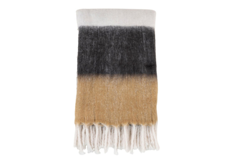 Plaid SINTRA - Noir, blanc et marron en acrylique 170 x 130 cm - 3960901 - House Nordic