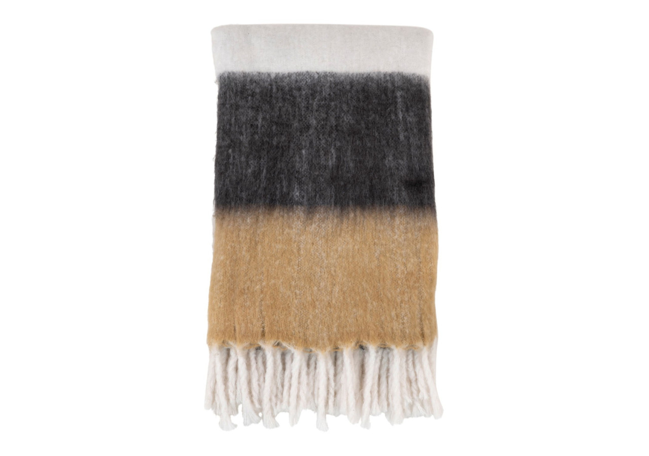 Plaid SINTRA - Noir, blanc et marron en acrylique 170 x 130 cm - 3960901 - House Nordic