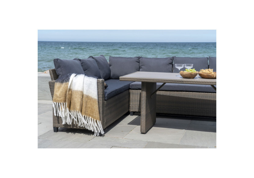 Plaid SINTRA - Noir, blanc et marron en acrylique 170 x 130 cm - 3960901 - House Nordic