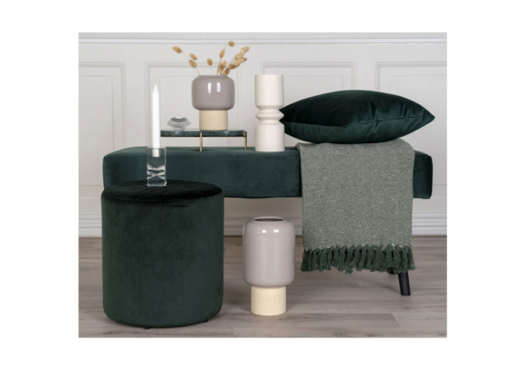 Plaid CORT - Design A en coton vert et blanc 130 x 160 cm - 3961005 - House Nordic 2