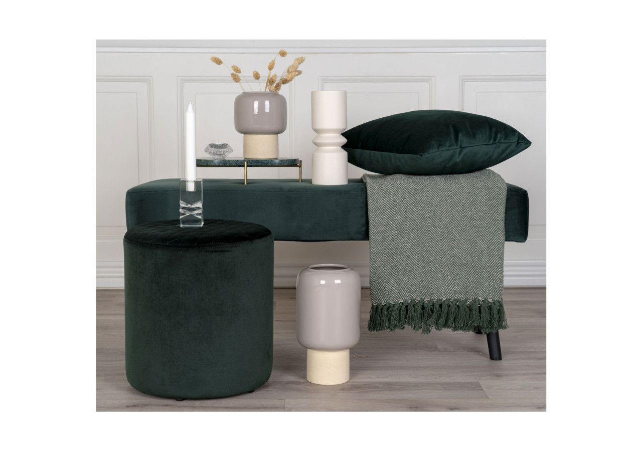 Plaid CORT - Design A en coton vert et blanc 130 x 160 cm - 3961005 - House Nordic