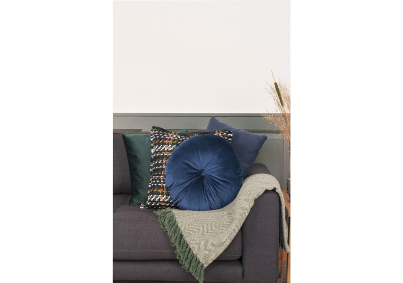 Plaid CORT - Design A en coton vert et blanc 130 x 160 cm - 3961005 - House Nordic