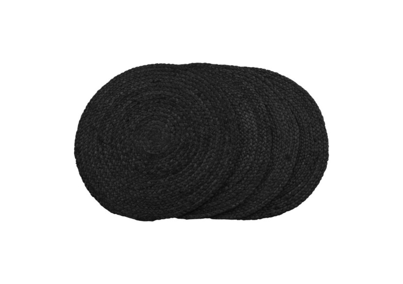Set de 4 sets de table Bombay - Jute gris foncé rond 38 cm - 3984002 - House Nordic